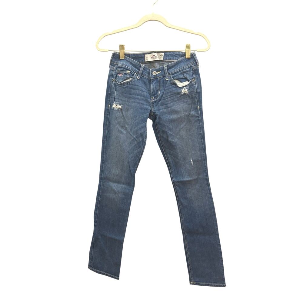 Hollister Women's Medium Blue Distressed Skinny Jeans w24 L31